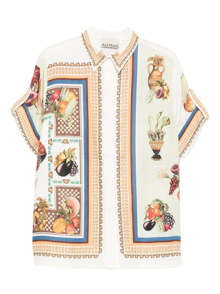  Alemais Mercado Fruit-print Short-sleeve Shirt - White 