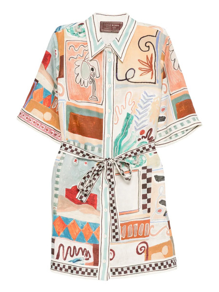  Alemais Michelle Abstract-print Mini Dress - Neutrals 