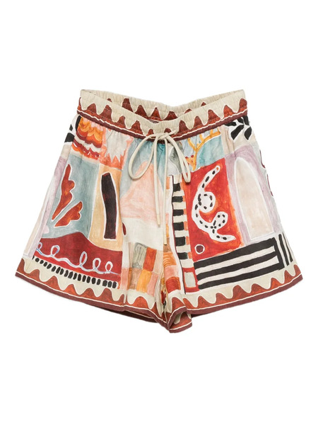  Alemais Michelle Abstract-print Shorts - Neutrals 