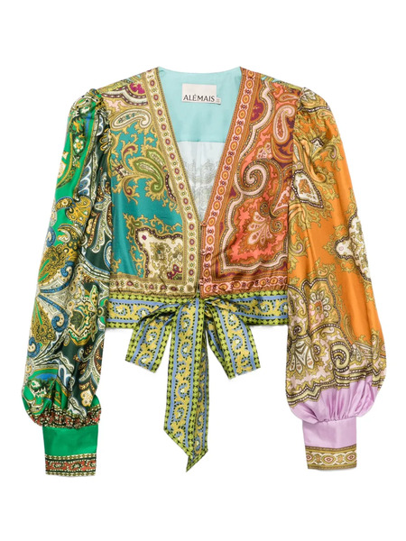  Alemais Paisley-print Tie-front Top - Green 