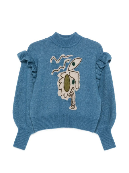  Alemais Ruffled Graphic Sweater - Blue 