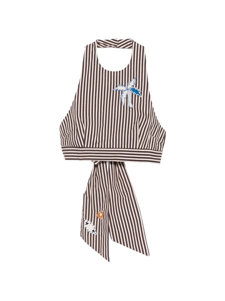  Alemais Sirocco Striped Halterneck Top - Brown 