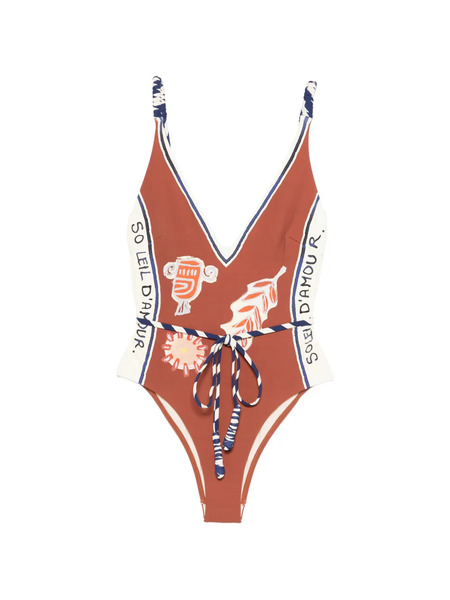  Alemais Soleil D'amour Printed Swimsuit - Brown 