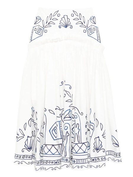  Alemais X Lrnce Leela Pleated Printed Maxi Skirt - White 