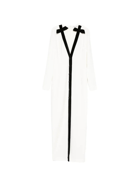  Alessandra Rich Bow-detail Front-button Maxi Dress - White 
