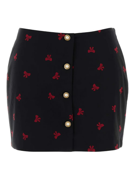  Alessandra Rich Bow-print Button Skirt - Black 
