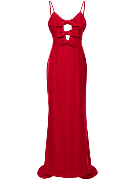  Alessandra Rich Bow Velvet Gown - Red 