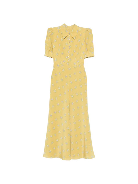  Alessandra Rich Collared Floral Maxi Dress - Yellow 