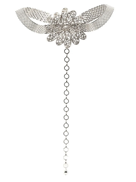  Alessandra Rich Daisy Crystal-embellished Necklace - Silver 