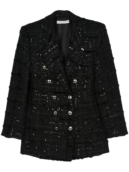  Alessandra Rich Double-breasted Tweed Blazer - Black 