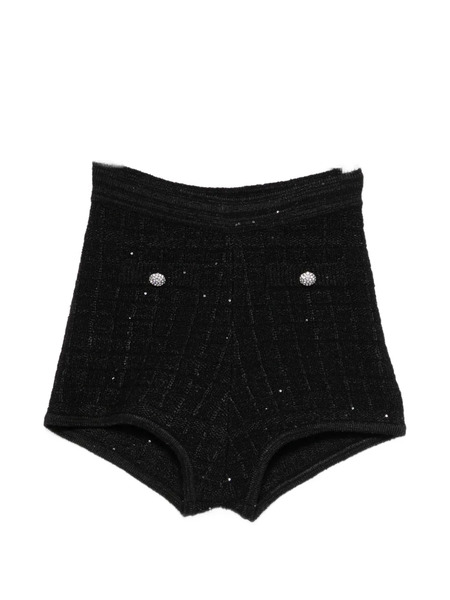  Alessandra Rich Embellished-button Mini Shorts - Black 