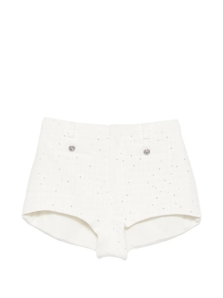  Alessandra Rich Embellished-button Mini Shorts - White 