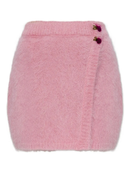  Alessandra Rich Flower-button Skirt - Pink 