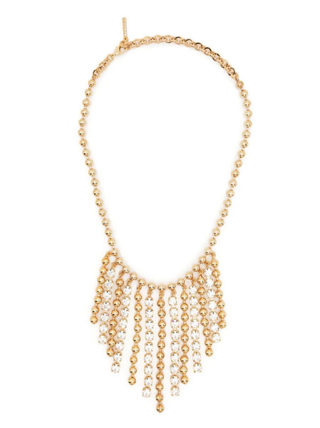  Alessandra Rich Fringed Crystal-bead Embellished Necklace - Gold 