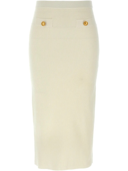  Alessandra Rich High Waisted Midi Skirt - White 