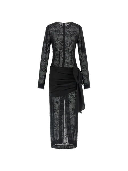  Alessandra Rich Lace Bow Dress - Black 
