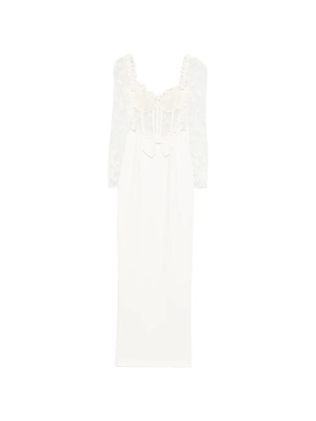  Alessandra Rich Lace Bow Maxi Dress - Neutrals 