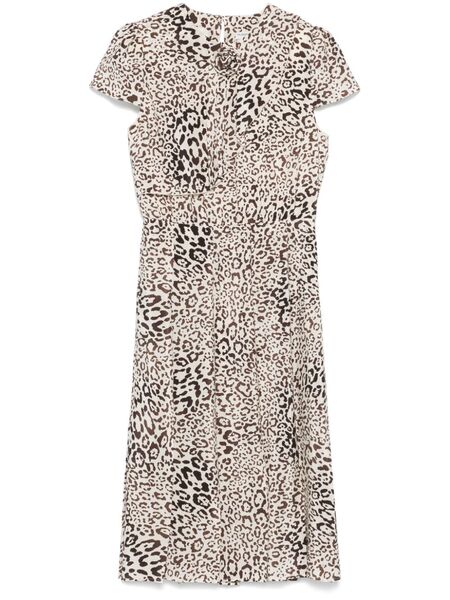  Alessandra Rich Leopard-print Pleated Midi Dress - Neutrals 