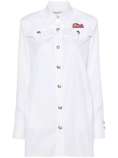  Alessandra Rich Logo-patch Lace-trim Minidress - White 