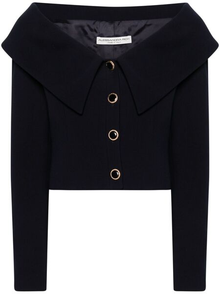  Alessandra Rich Off-shoulder Wool Blazer - Blue 