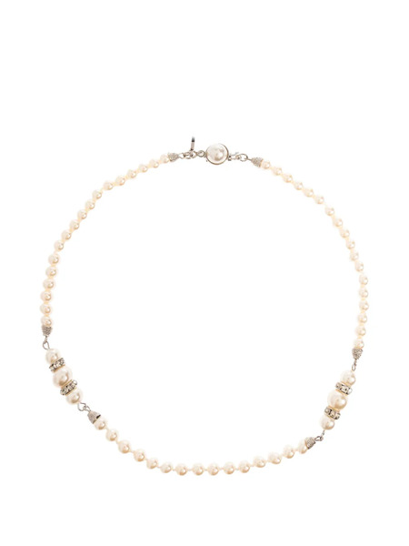  Alessandra Rich Pearl Silver Beaded Necklace 