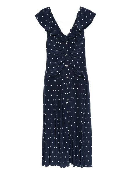  Alessandra Rich Polka Dot-print Ruffled Dress - Blue 