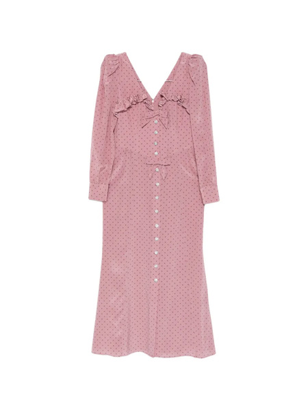  Alessandra Rich Polka-dot Ruffled Midi Dress - Pink 