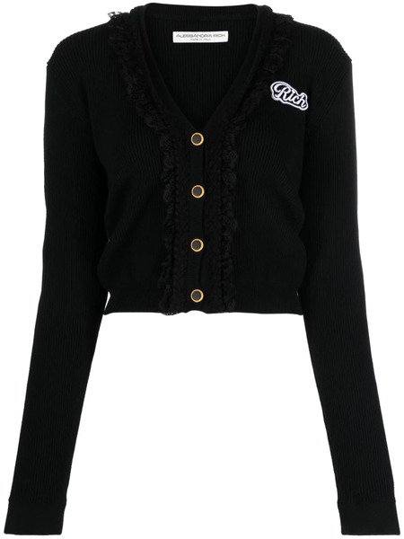  Alessandra Rich Rich Ribbed-knit Cardigan - Black 