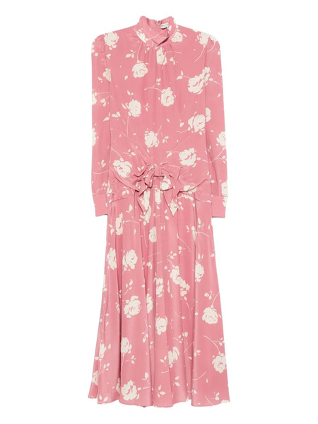  Alessandra Rich Rose-print Belted Midi Dress - Pink 