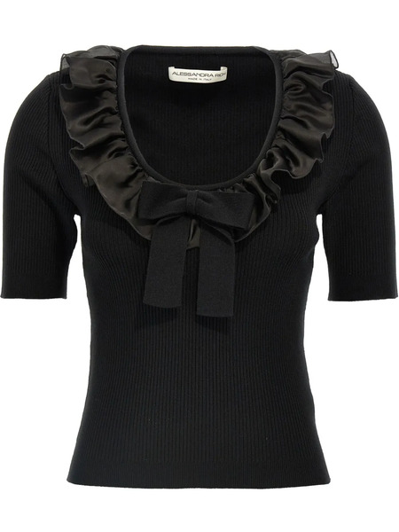  Alessandra Rich Ruffled T-shirt - Black 