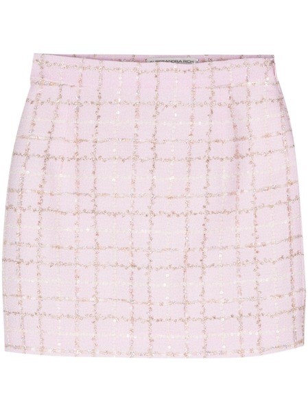  Alessandra Rich Sequin-embellished Tweed Mini Skirt - Pink 