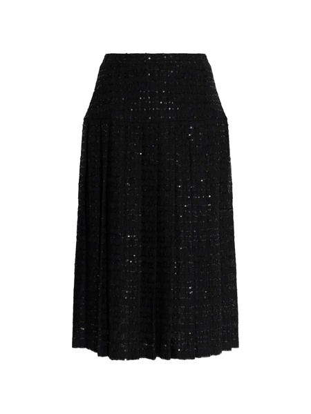  Alessandra Rich Sequin Slit Skirt - Black 
