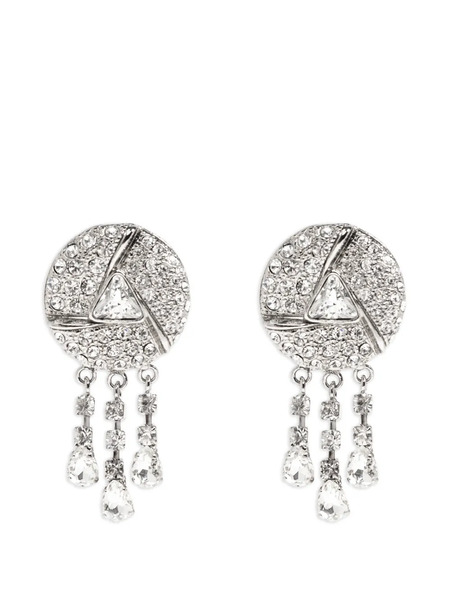  Alessandra Rich Stone Embellished Drop Earrings - Silver 