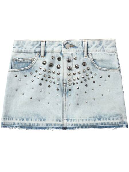  Alessandra Rich Stud-embellished Denim Miniskirt - Blue 