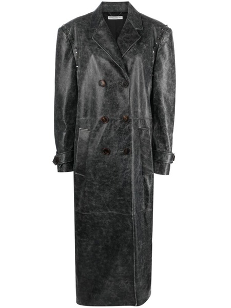  Alessandra Rich Studded Leather Coat - Grey 