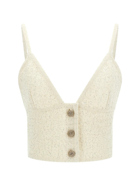  Alessandra Rich V-neck Tank Top - Neutrals 