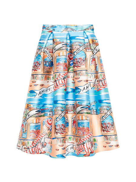  Alessandro Enriquez Beach-print Midi Skirt - Blue 