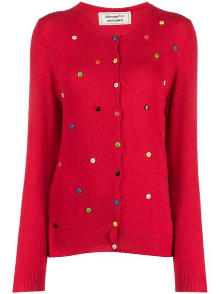 Alessandro Enriquez Button-embellished Wool-blend Cardigan - Red 