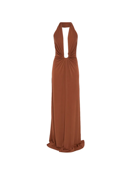  Alessandro Legora Halterneck Ring-detail Maxi Dress - Brown 