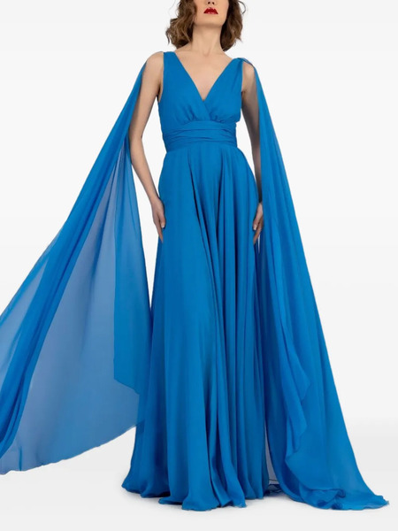  Alessandro Legora V-neck Overlay Maxi Dress - Blue 