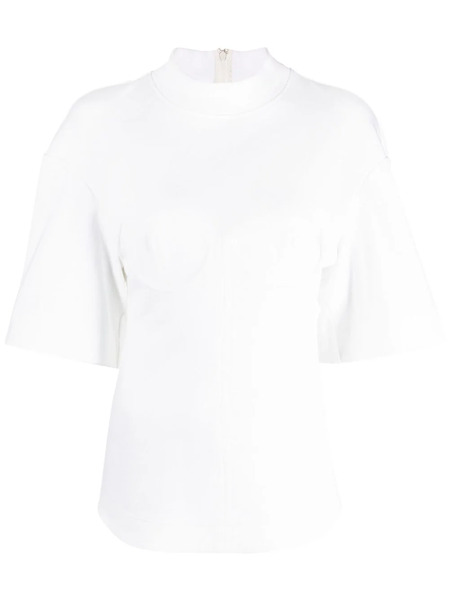  Alessandro Vigilante Funnel-neck Short-sleeve Blouse - White 