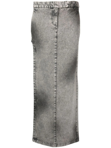  Alessandro Vigilante Stonewashed Straight Denim Skirt - Grey 