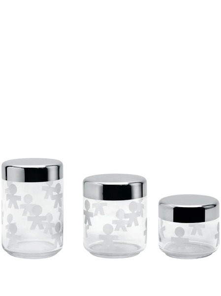  Alessi Glass Jars (set Of Three) - Silver 