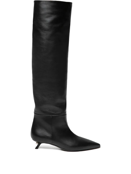  Alevì 35mm Debby Pearl-heel Pointed-toe Boots - Black 