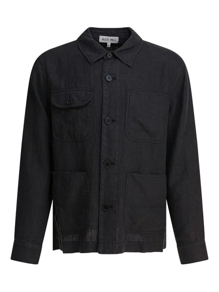  Alex Mill Multi-pocket Linen Shirt Jacket - Black 