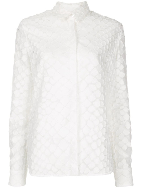  Alex Perry Ashton Textured Long Sleeve Shirt - White 