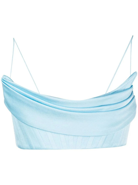  Alex Perry Draped-detail Cropped Corset - Blue 