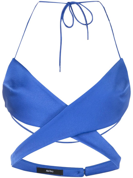  Alex Perry Hudson Cut-out Wraparound Top - Blue 