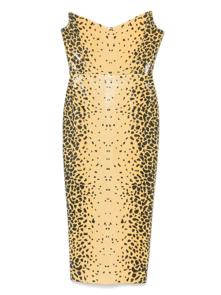  Alex Perry Strapless Cheetah-print Maxi Dress - Yellow 
