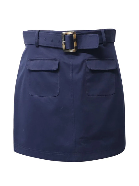  Alexa Chung Patch-pocket Belt Mini Skirt - Blue 